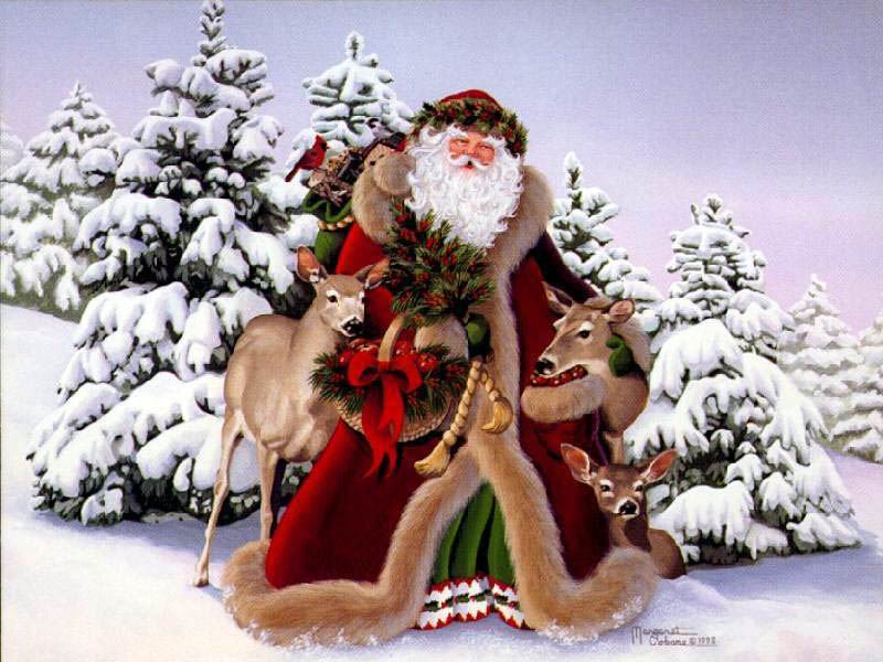 Santa mit Rehen